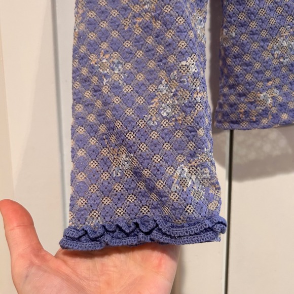 Free People Babydoll Lace Button Front Top Women's Large Sheer Festival Fairy - Picture 5 of 10